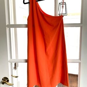 Alice + Olivia tangerine one shoulder mini dress size Small - New With Tags!